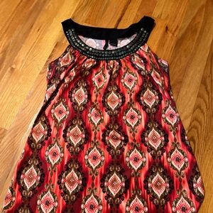 New Directions size large Bohemian Sleeveless top with Beaded Neckline